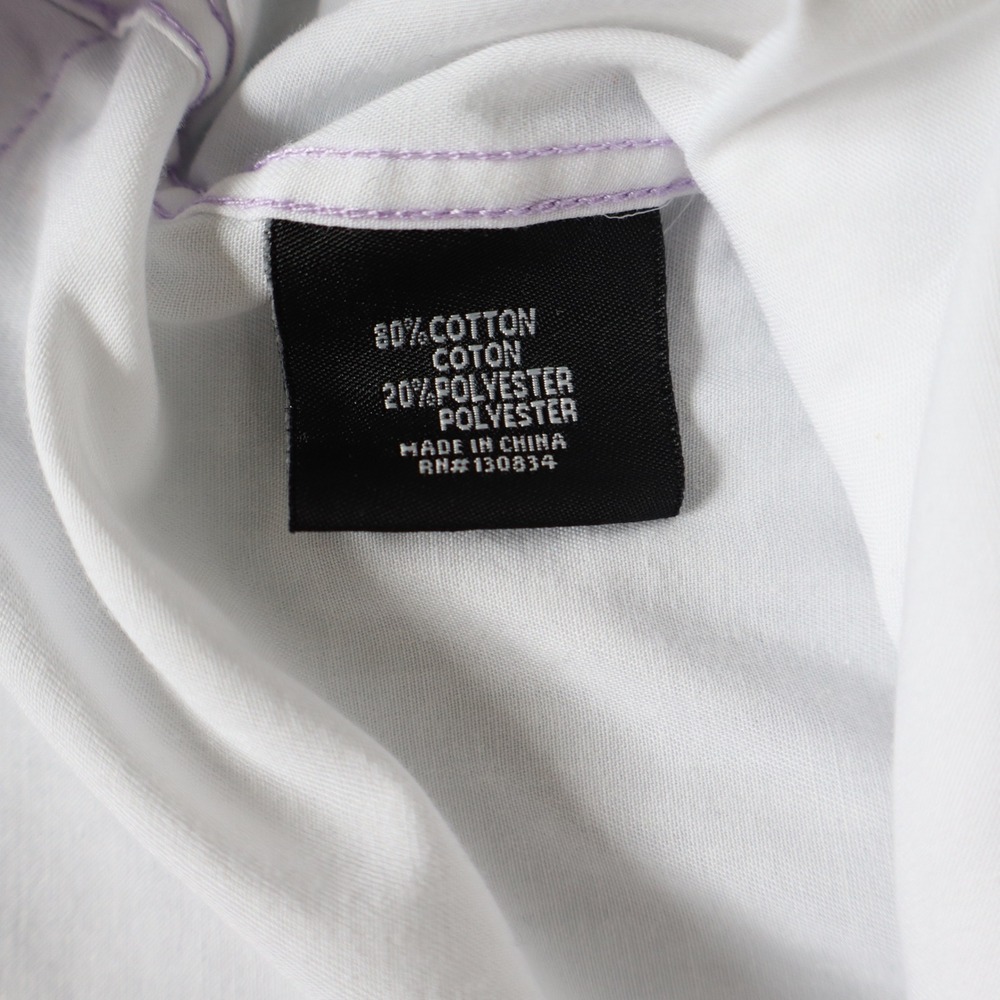 Martin Gordon Shirt Large White Long Sleeve Contemporary Fit Purple Trim Accent - Picture 5 of 9